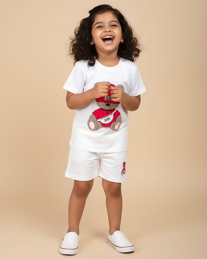 Cool Bear Printed T-Shirt & Shorts Co-ord Set