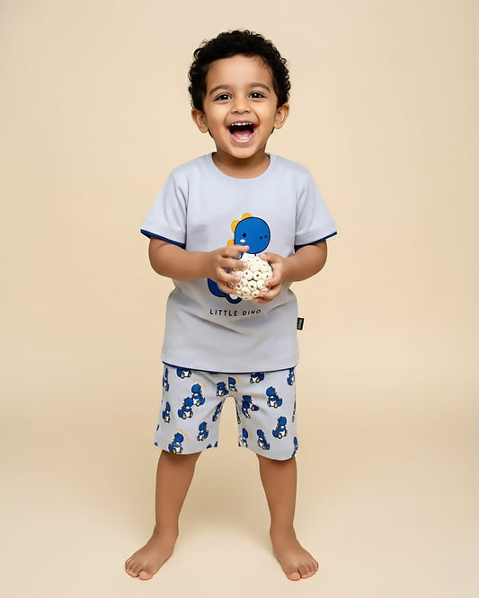 Little Dino Print T-Shirt & Shorts Co-Ord Set