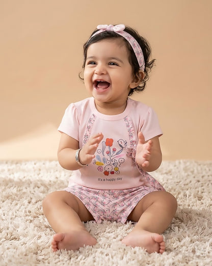 Happy Day Printed Co-ord Set with Headband