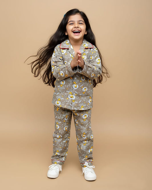 Baby Giraffe Full Sleeves Hosiery Printed Night Suit