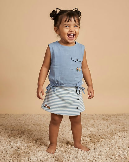 Crinkled Muslin Top with Designer Shorts Set