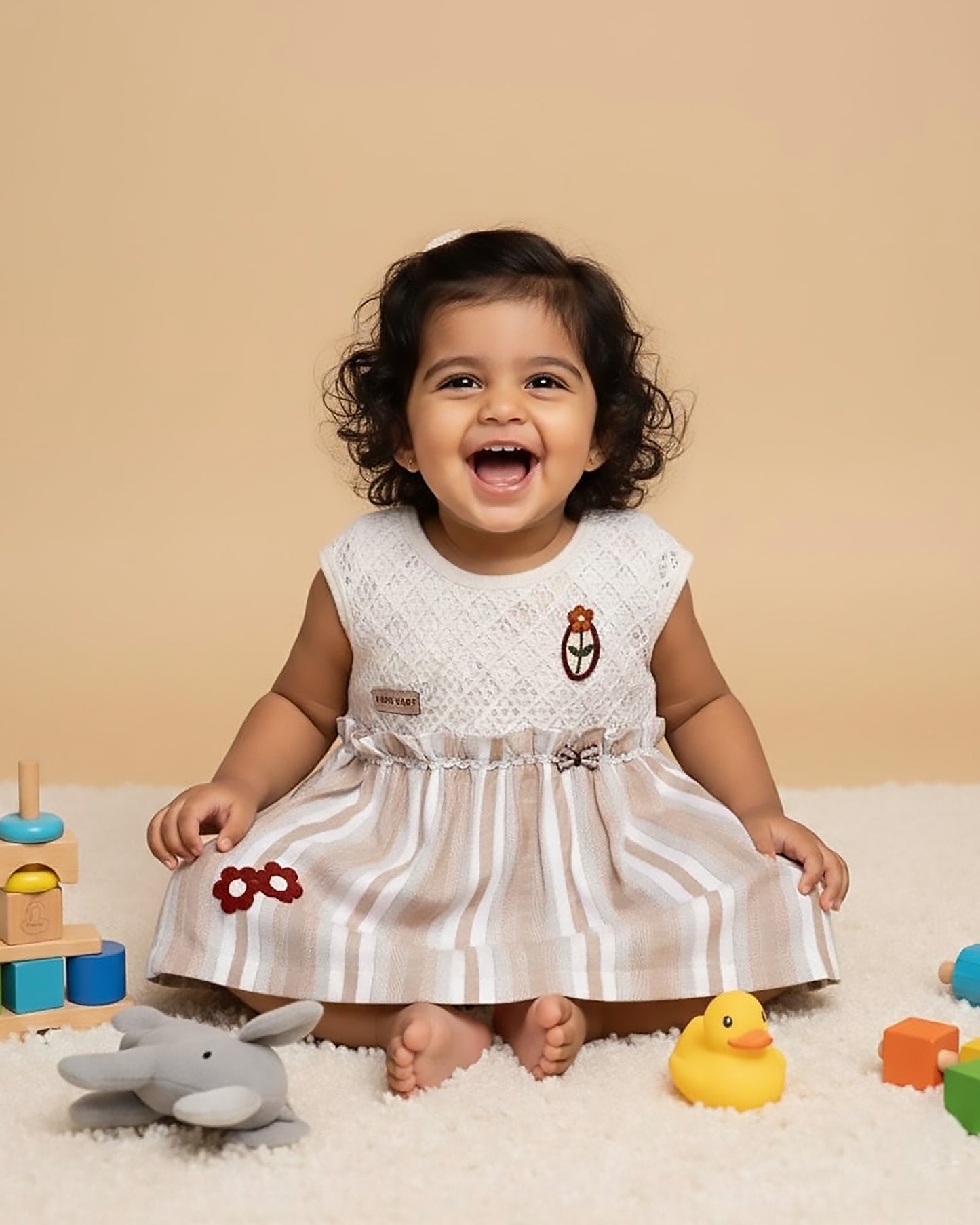 Crochet Knit Cotton Casual Dress with Bloomer