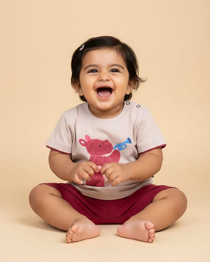 Musical Hippo T-Shirt & Shorts Co-ord Set