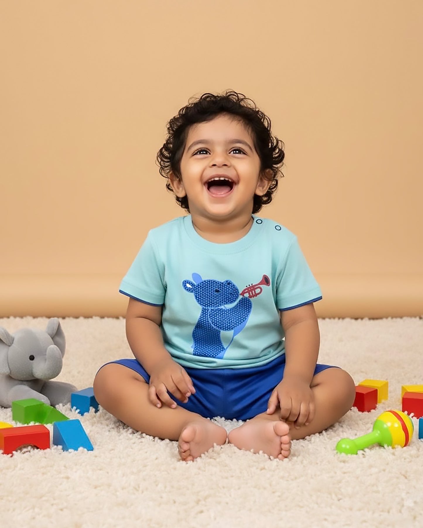 Musical Hippo T-Shirt & Shorts Co-ord Set