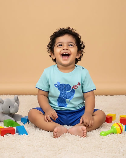 Musical Hippo T-Shirt & Shorts Co-ord Set