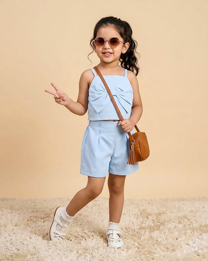Spaghetti Top with Big Bow Detail & Shorts Set