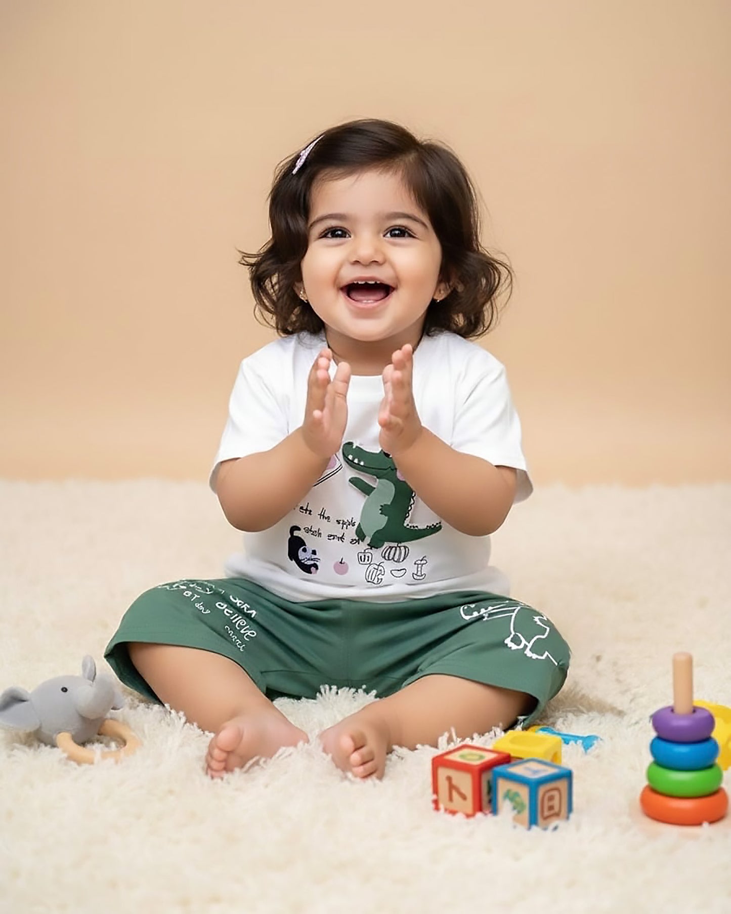 Croco Applique T-Shirt & Shorts Co-Ord Set