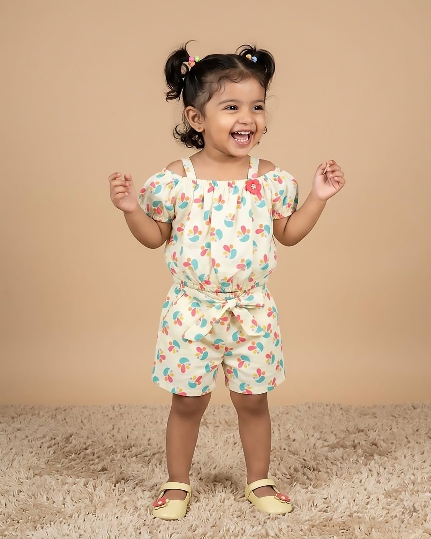 Girls Floral Print Blouse and Shorts Set