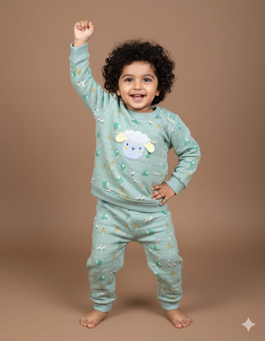 Quilted Sheep Appliqué & Forest Print Co-ord Set