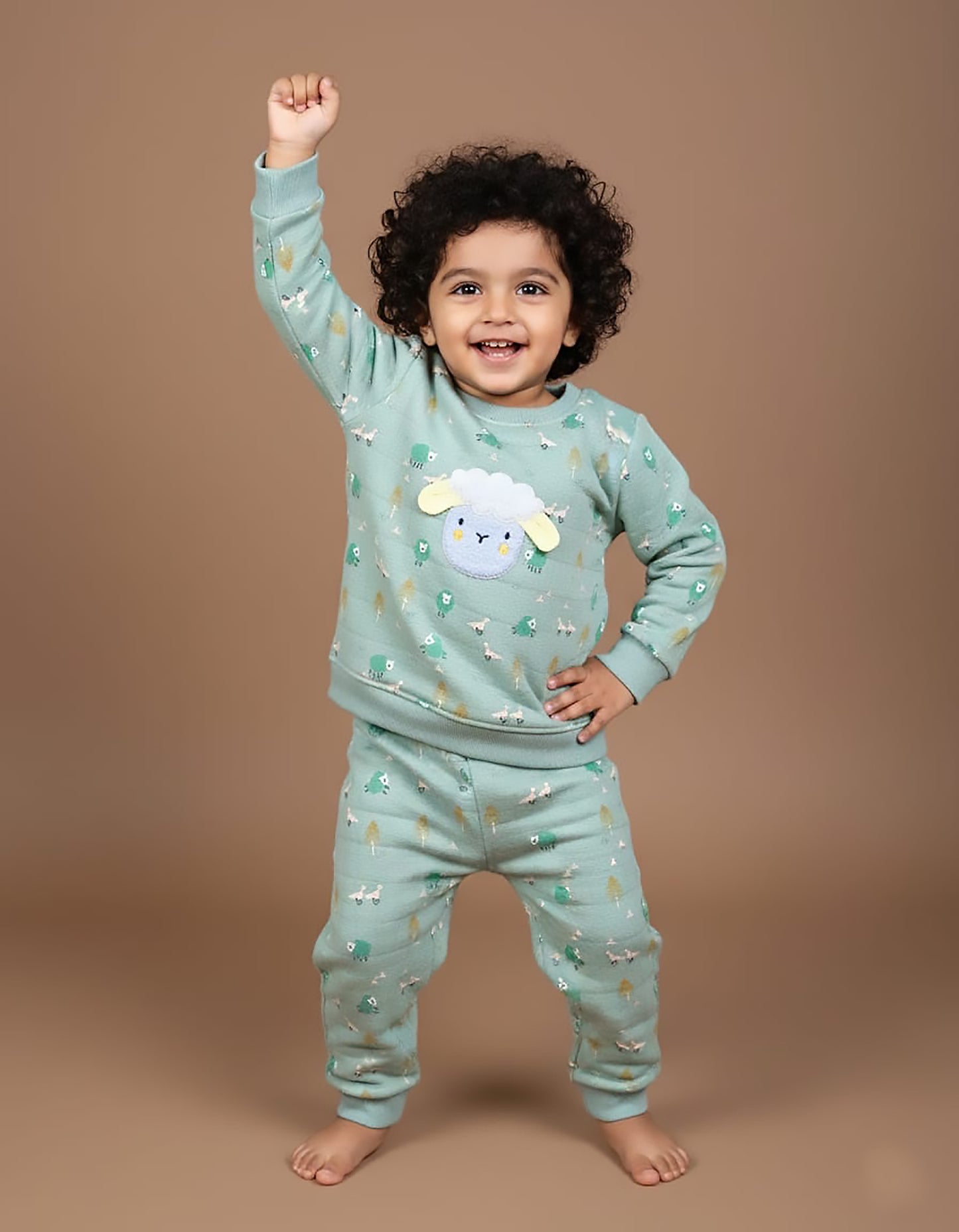Quilted Sheep Appliqué & Forest Print Co-ord Set