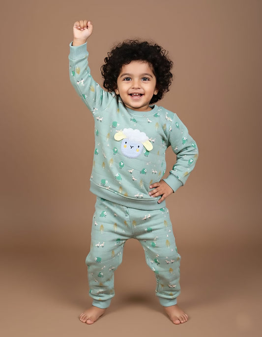 Quilted Sheep Appliqué & Forest Print Co-ord Set