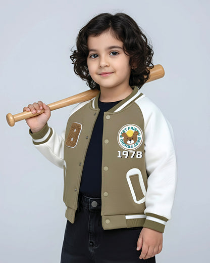 B Appliquéd Embroidered Baseball Jacket