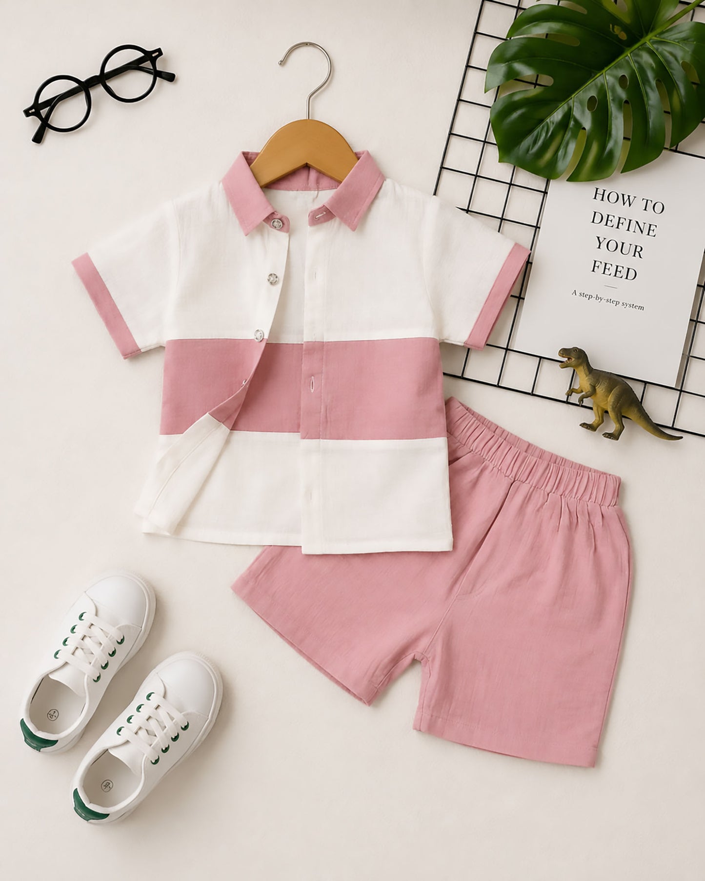 Dual Toned Popcorn Textured Muslin Shorts Co-Ord Set