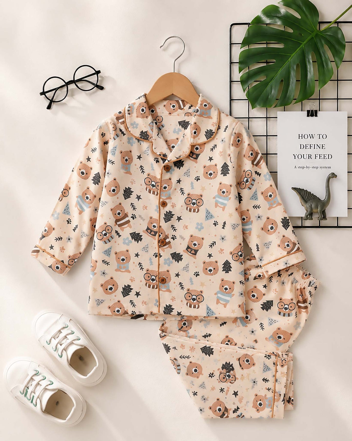 Bear In The Woods Printed Night Suit