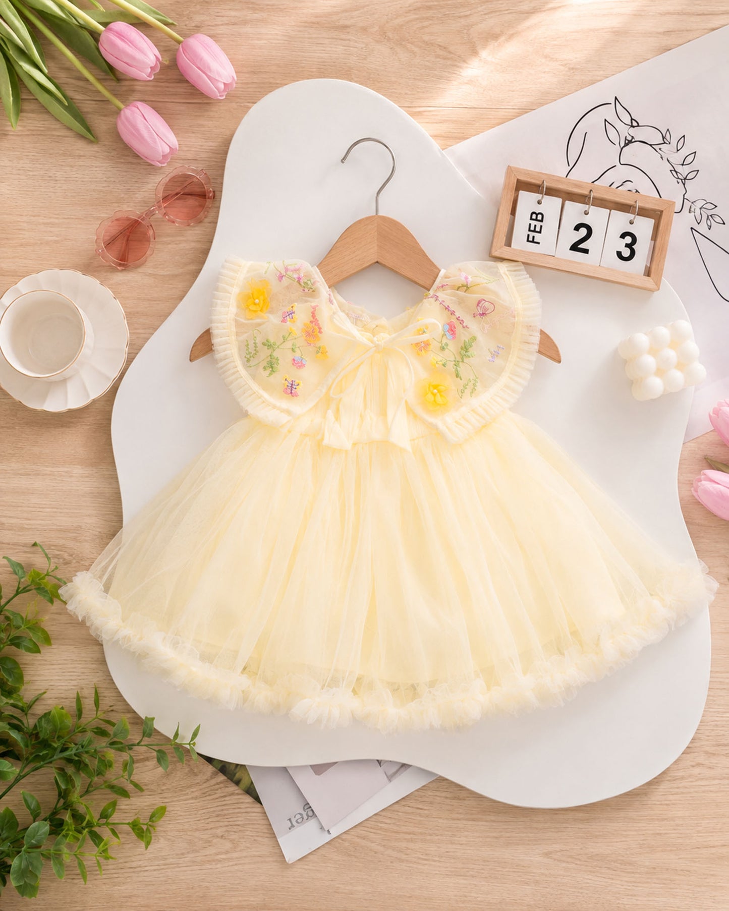 Fairy Tale Embroidered Cape Collar Dress
