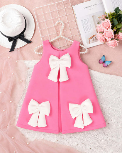 Sleeveless A-Line Frock With Contrasting Bow Details