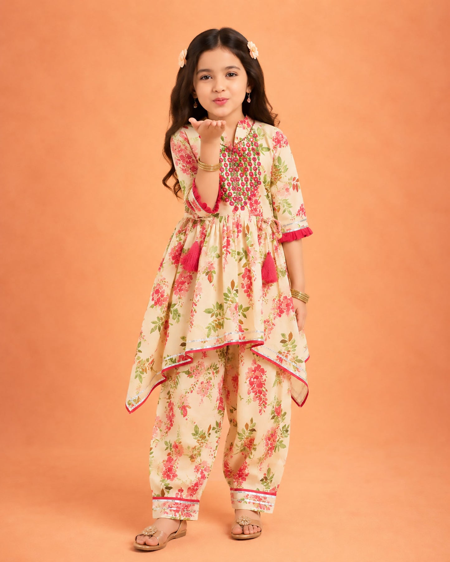 Floral Printed Peplum Kurti / Patiala Set