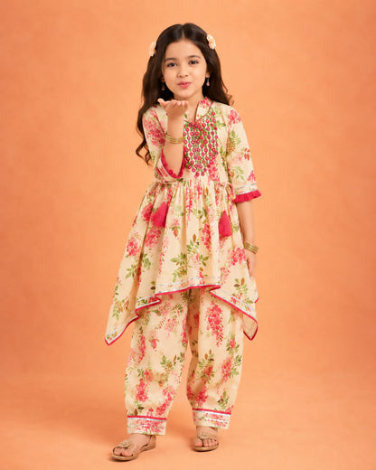 Floral Printed Peplum Kurti / Patiala Set