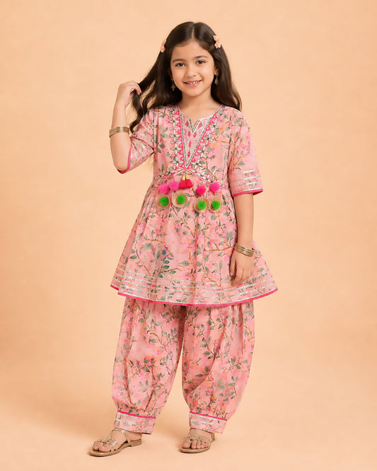 Lattice Jaipuri Printed Kurti / Patiala Set