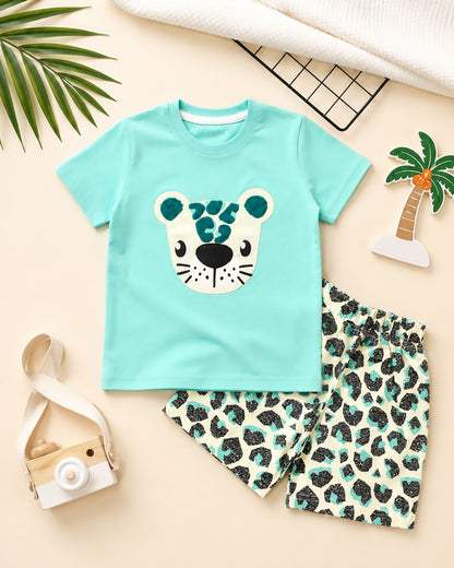 Sea Otter Applique With Printed Shorts Co-Ord Set