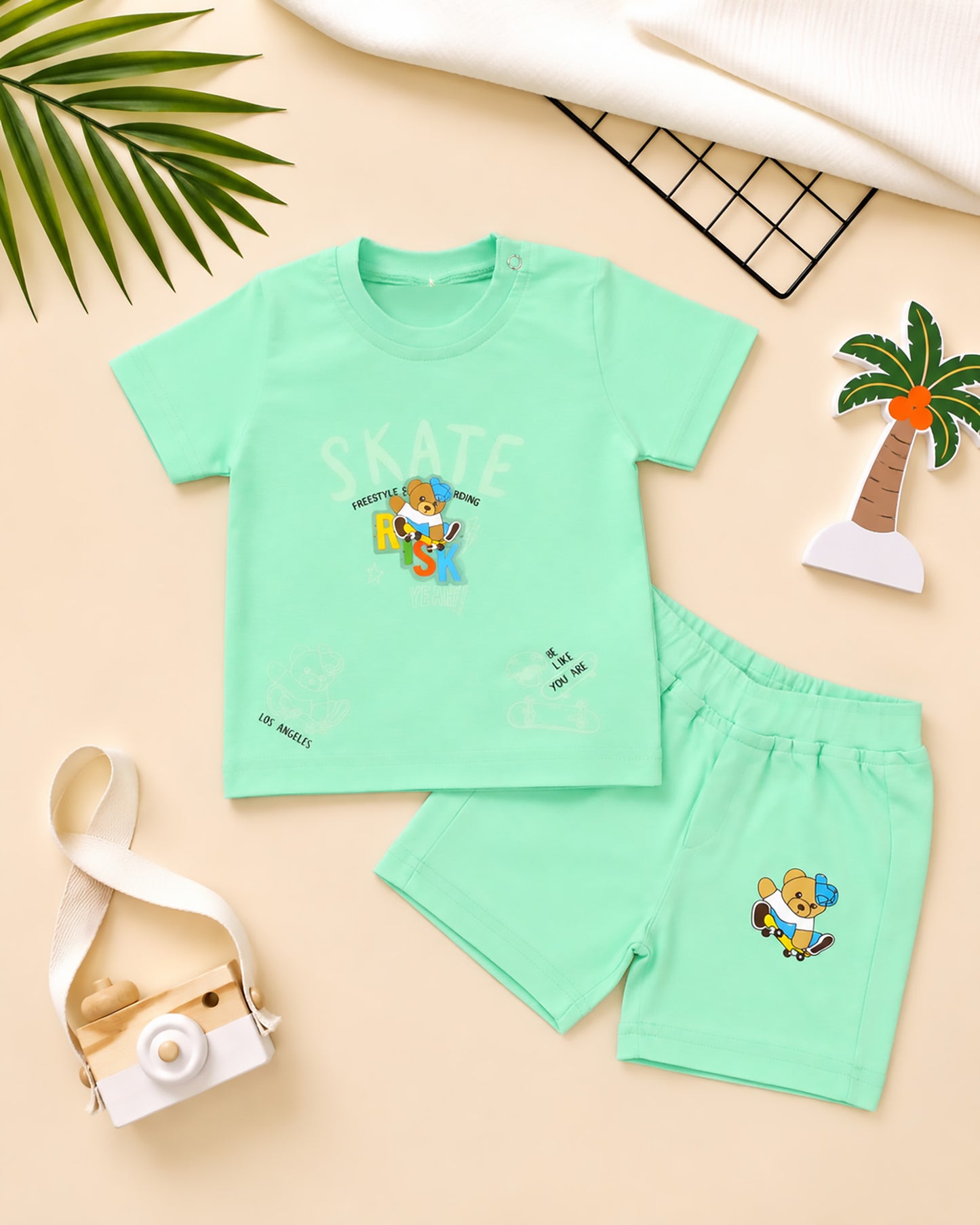 Risk Bear Appliqued Shorts Co-Ord Set