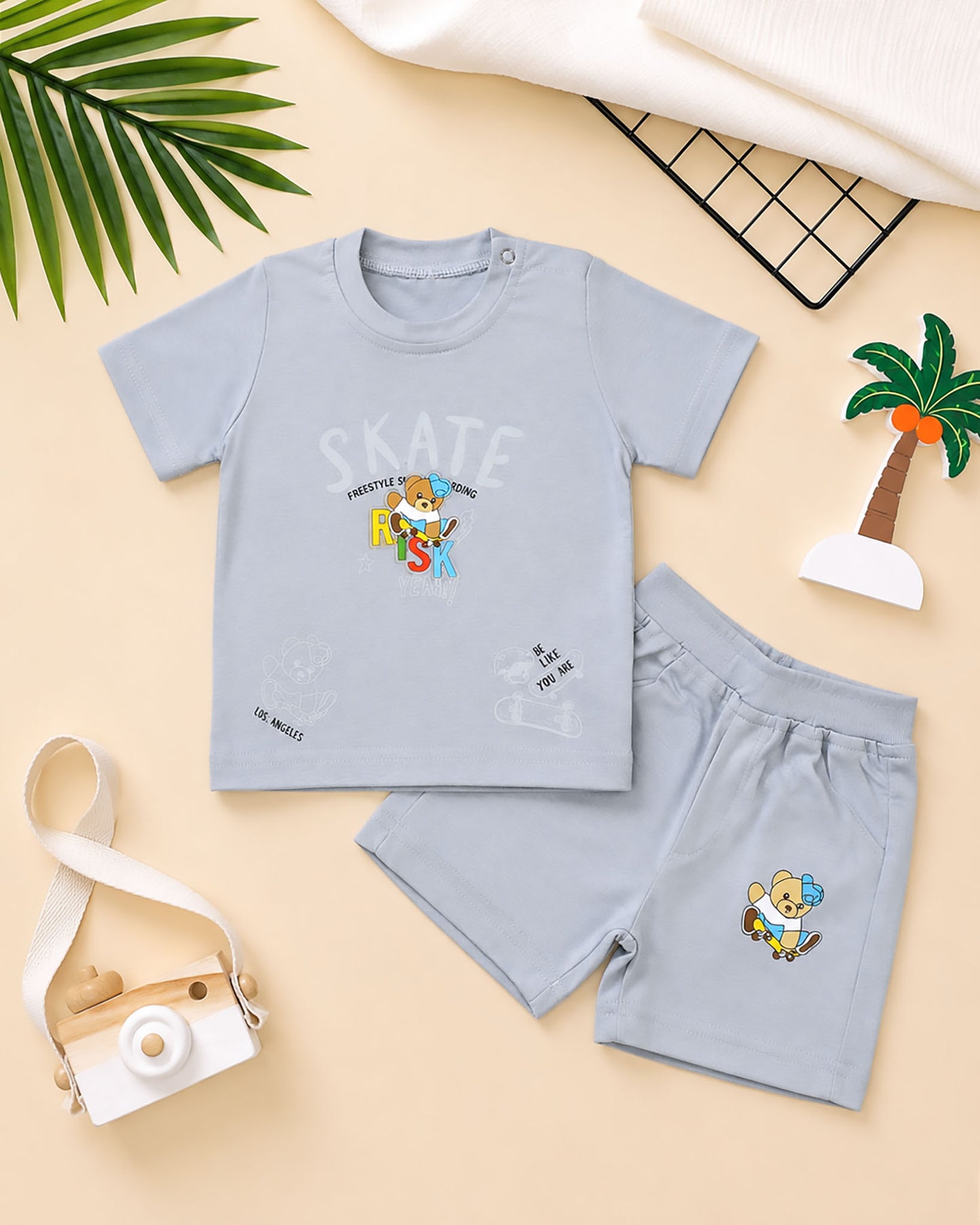 Risk Bear Appliqued Shorts Co-Ord Set
