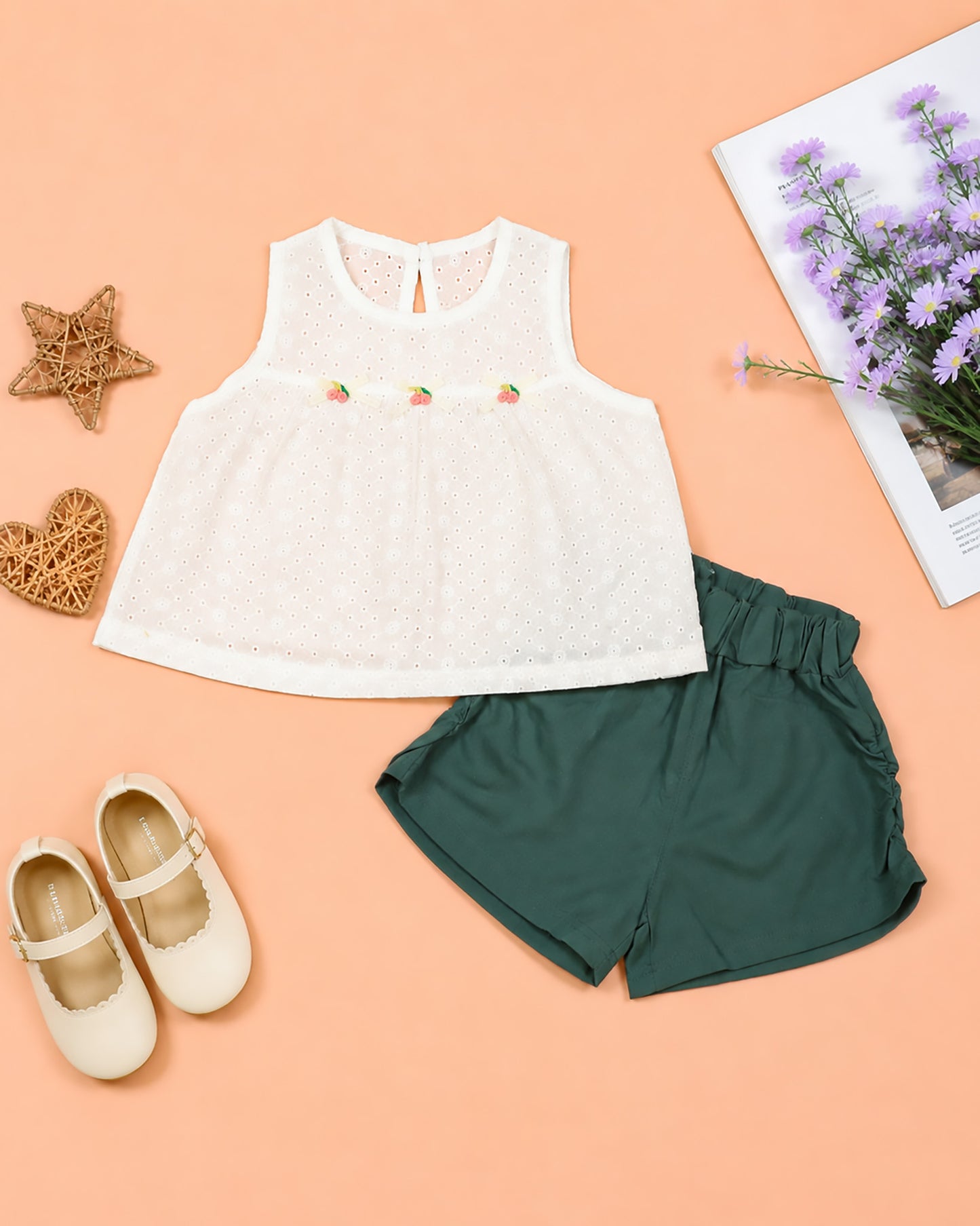 Sleeveless Chikankari Top With Shorts Co-Ord Set