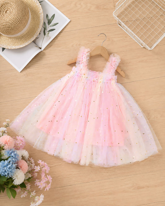 Star Foil Printed Dual Tone Tulle Frock