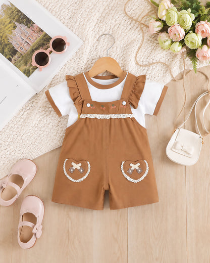 Rural View Printed T-Shirt / Dungaree Set