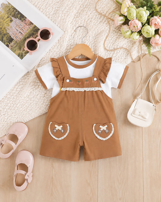 Rural View Printed T-Shirt / Dungaree Set
