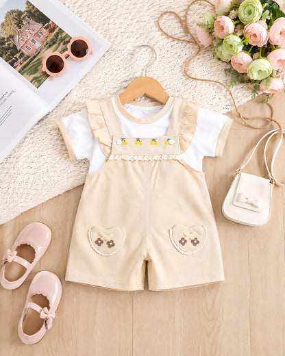 Rural View Printed T-Shirt / Dungaree Set