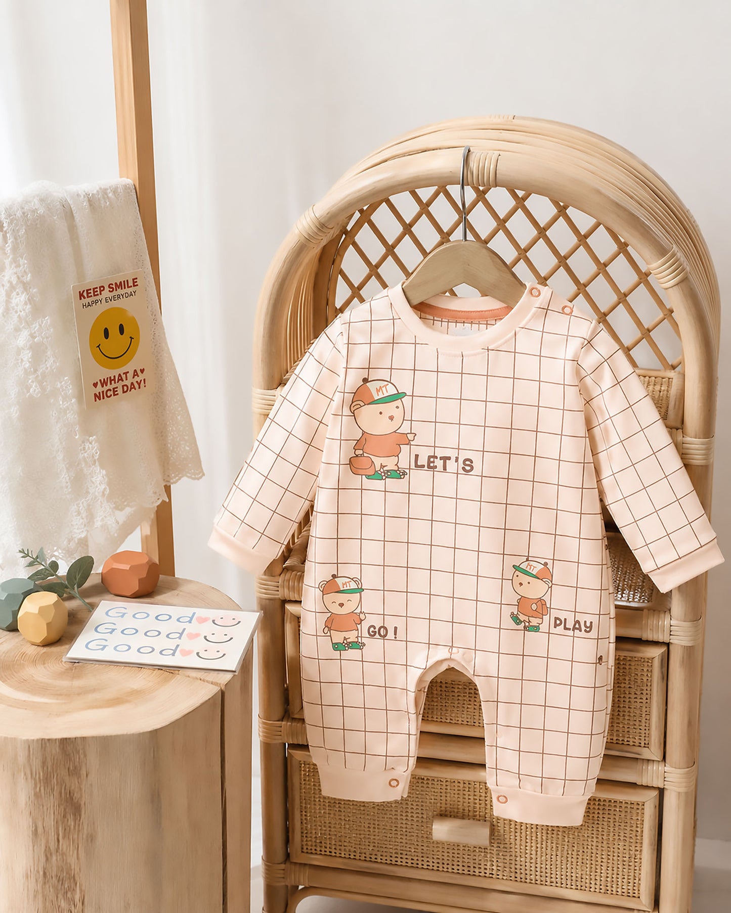 Lets Play Check Printed Romper