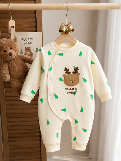 Rain Dear Appliqued Romper