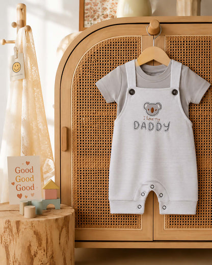 Love My Daddy Printed Dungaree Romper