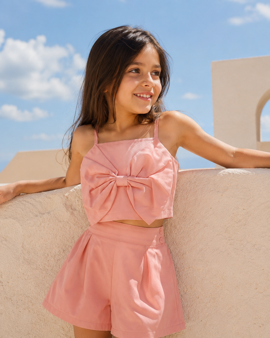 Spaghetti Top with Big Bow Detail & Shorts Set
