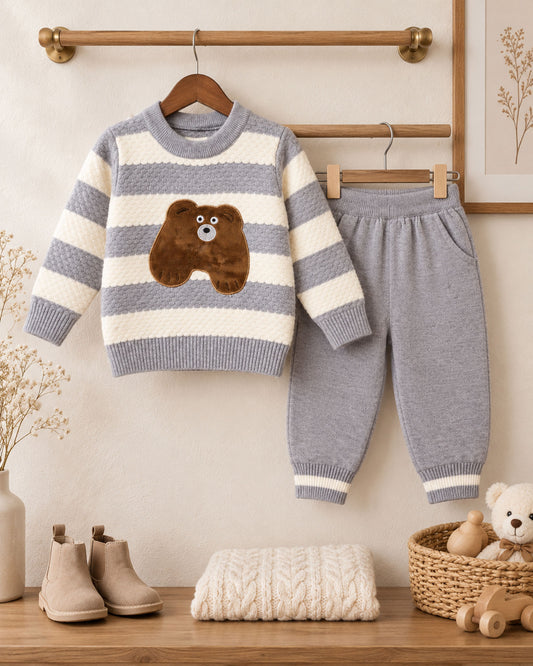 Velvet Bear Appliqued Honeycomb Sweater Co-Ord
