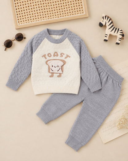 Toast Toy Appliqued Basket Knit Sweater Co-Ord