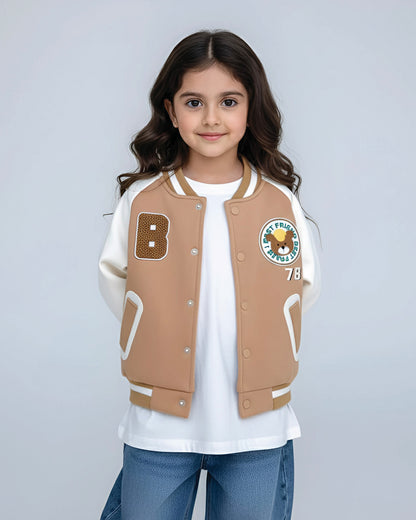 B Appliquéd Embroidered Baseball Jacket