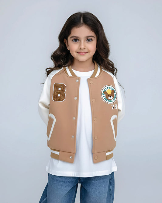 B Appliquéd Embroidered Baseball Jacket