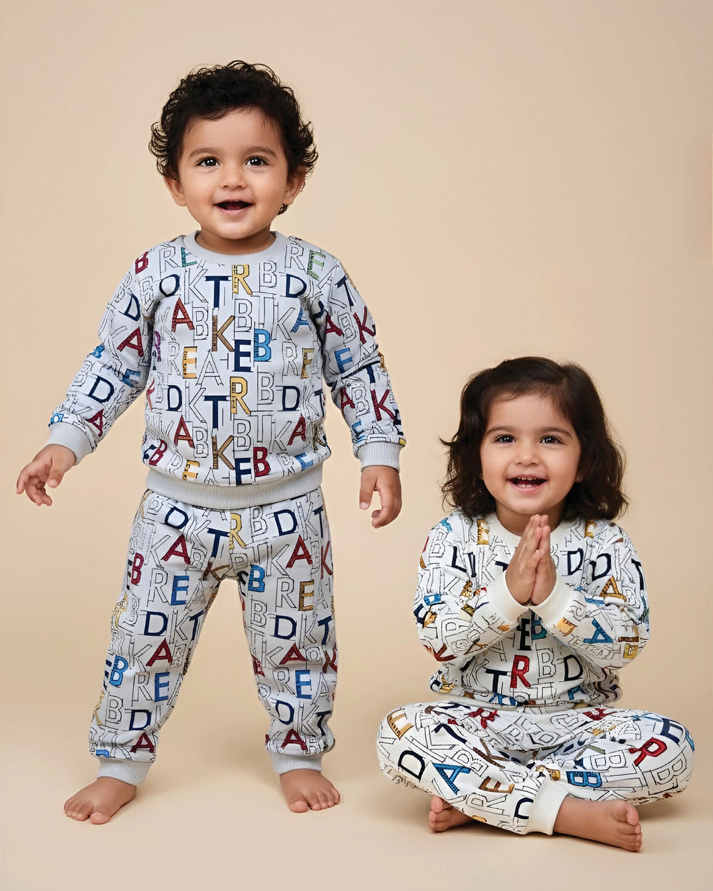 Alphabetic Printed Fleeced Co-ord Set