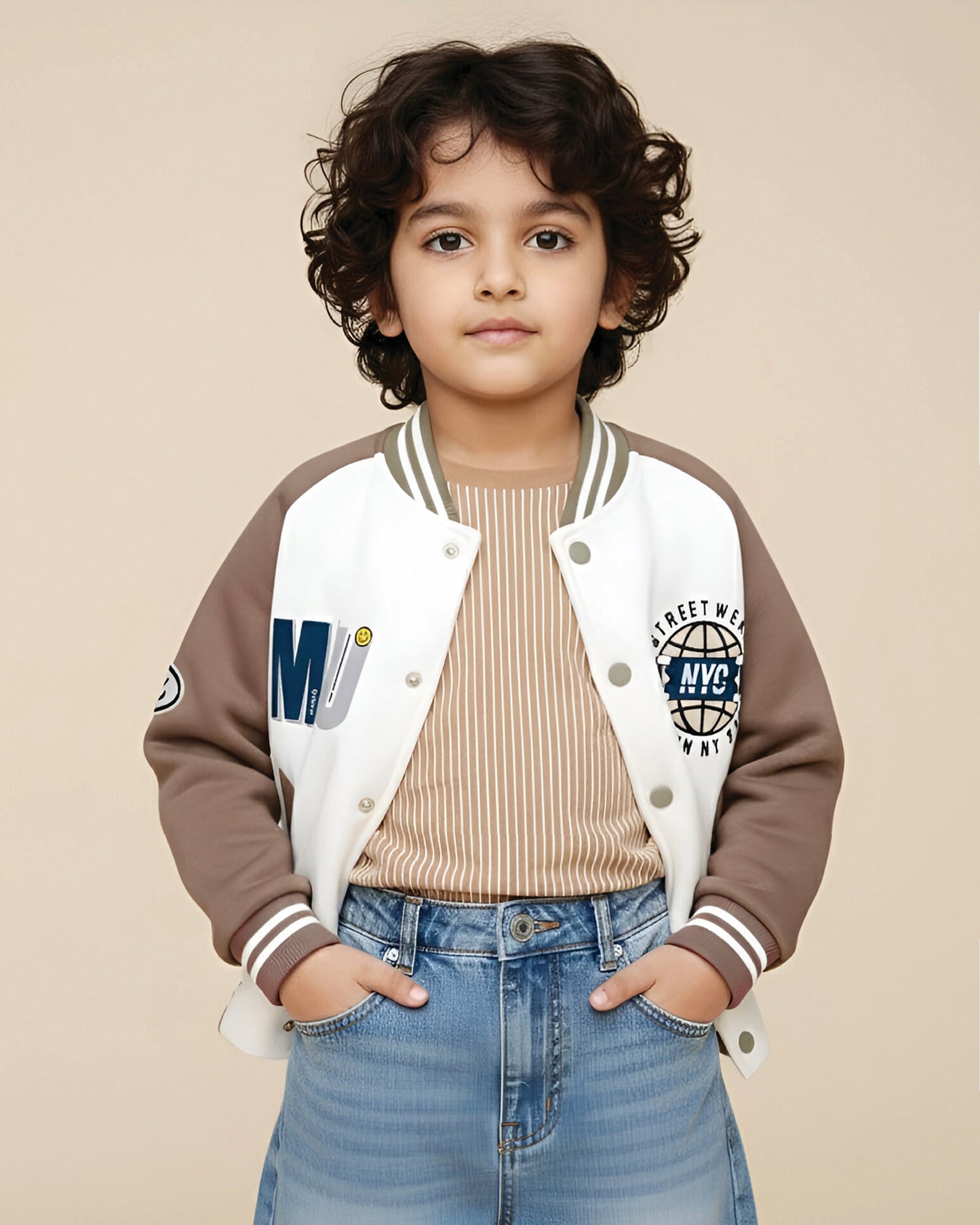 NYC Lullaby Printed Baseball Jacket