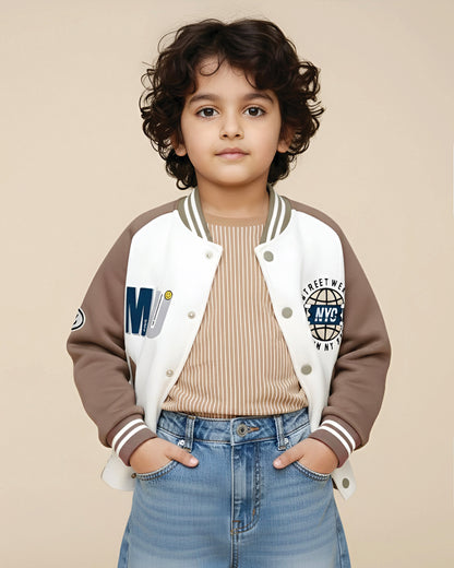 NYC Lullaby Printed Baseball Jacket