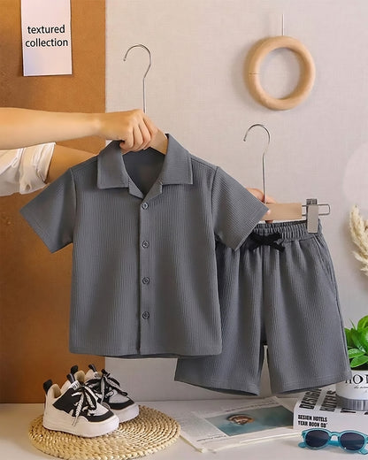Vertical Texture Shirt Co-ord Set