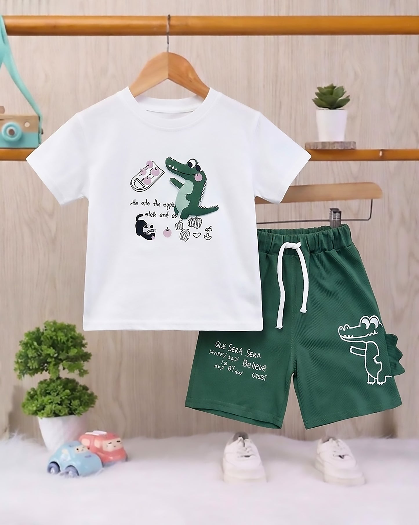 Croco Applique T-Shirt & Shorts Co-Ord Set