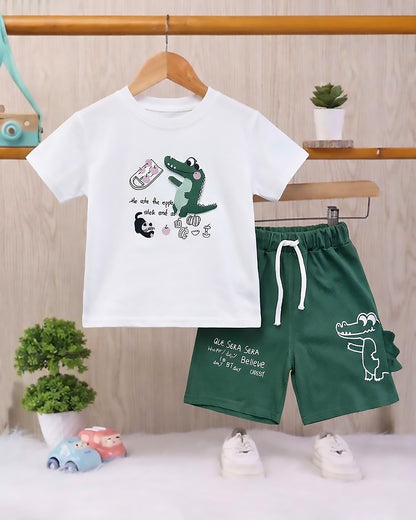 Croco Applique T-Shirt & Shorts Co-Ord Set