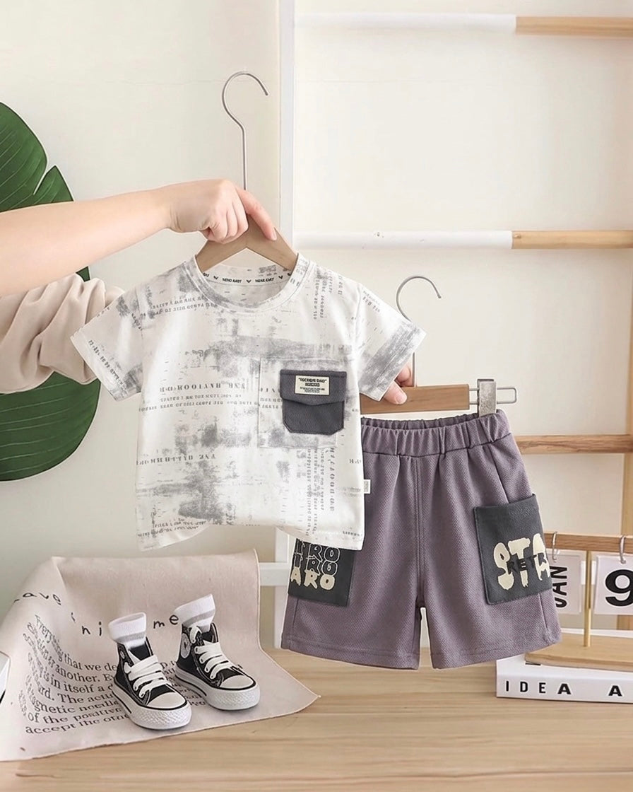 Retro Star Designed Co-Ord Set With Pocket Detail