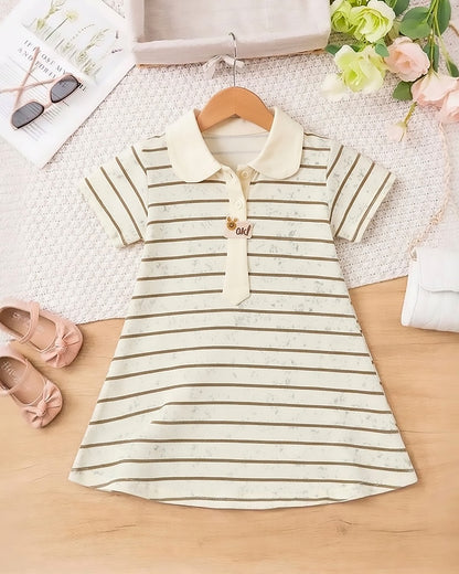 Stripe Printed Tennis Dress with Peter Pan Collar