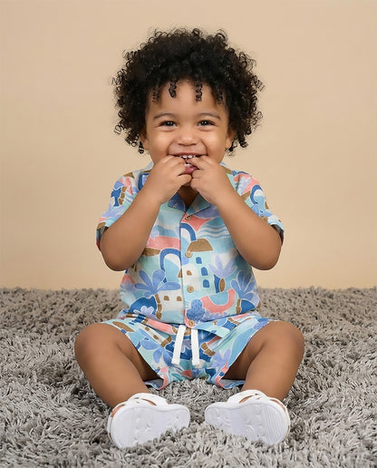 Beach Abstract Printed Shirt & Shorts Co-ord Set