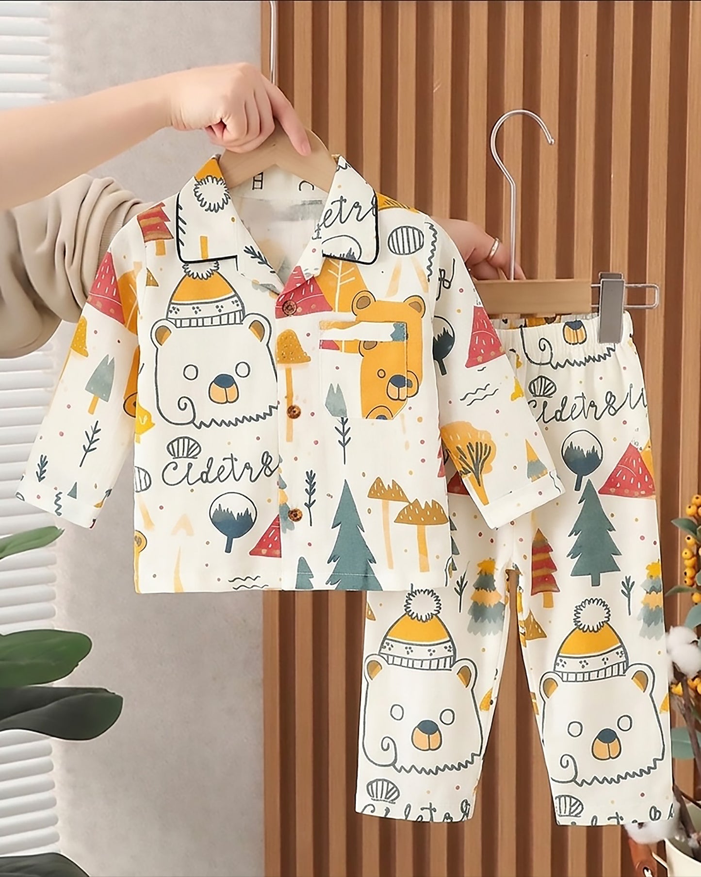 Forest Adventure Printed Crinkled Muslin Night Suit