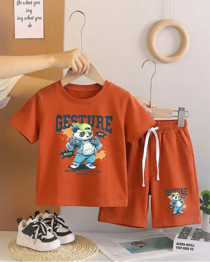 Street Panda Printed T-Shirt & Shorts Co-ord Set